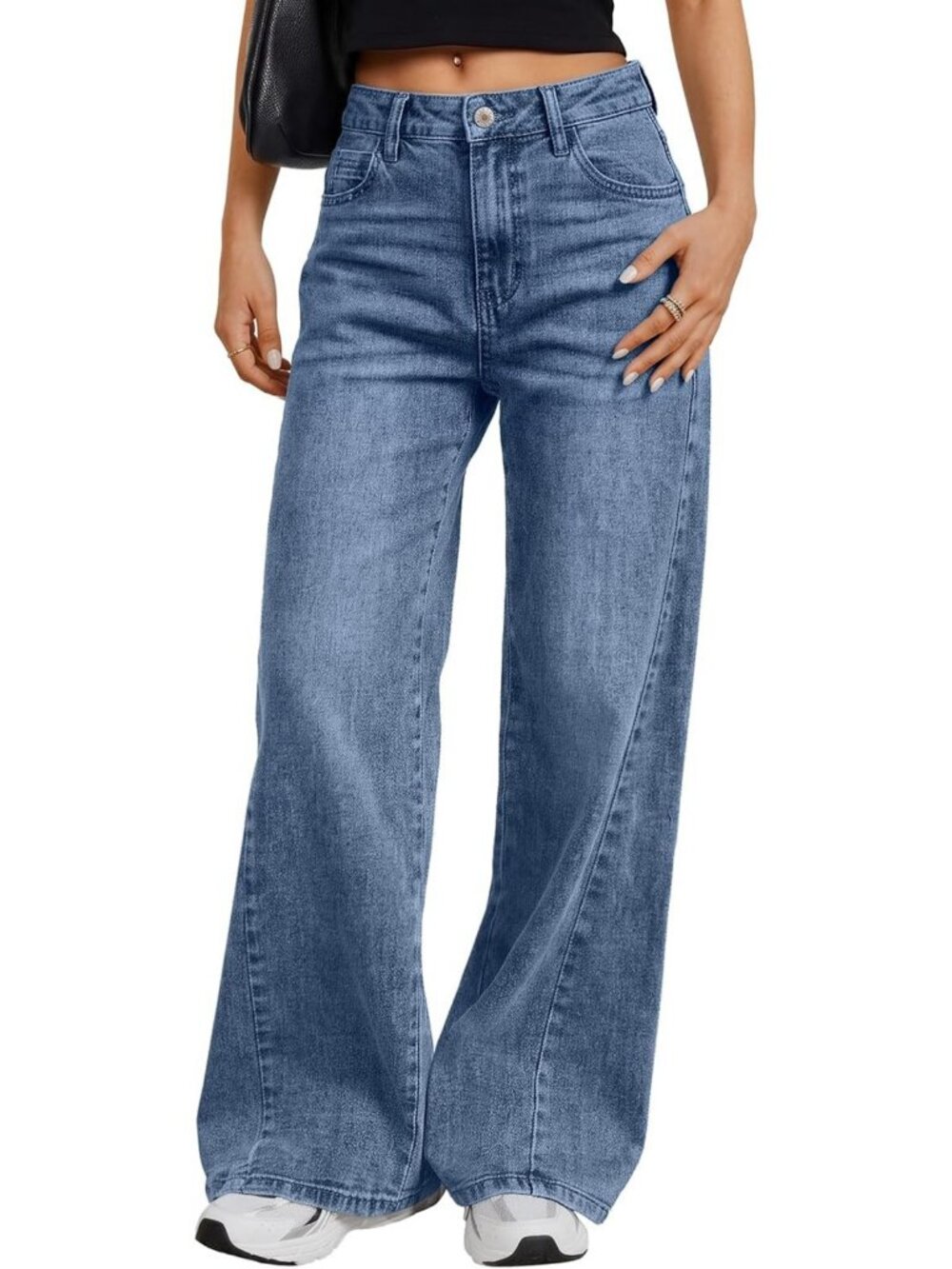 Trendy Women's Wide Leg Jeans - Casual Stretchy Baggy Denim Pants 2026